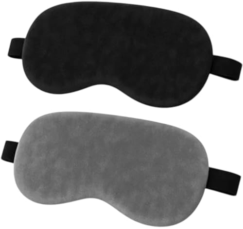 Image of PACK OF 2 Eye Mask for Sleeping with Adjustable Strap Super Soft Sleep Masks Blind Fold for Comfortable Sleep Travelling Eye Pad for Girls Blind Folds for Sleeping - Black and Gray