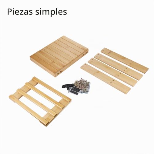 Miniatura 8 de Yoassi Taburete De Bambú Natural Banco Para Baño Con Estante De Almacenamiento Para Niños Y Adultos,27 23 25cm Banqueta Multifuncional Para Ducha