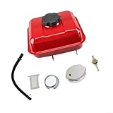 Kraftstofftank für Honda GX140 für GX160 für GX200 Motoren, 3,6 l Eisengastank mit Kappe und Filter, rotes Ersatzteil (rot)