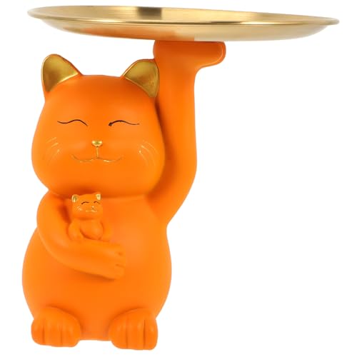 ETHZZLE 猫の置物 玄関用キー収納トレイ 多機能デスクオーガナイザー おしゃれな室内装飾 に 玄関 リビング 寝室対応