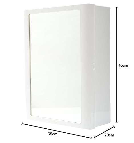 Image of WATERTEC Polymer Bathroom Cabinet with Mirror (35 mc x 20 cm x 45 cm, White)