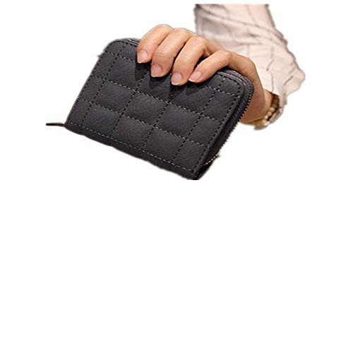 HKHJN Mujeres Acolchadas con Cremallera Cartera Corta Chicas Monedero Lindo Titular de la Tarjeta Monedero Bolsas de Monedas (Color : Color Gray, Size : OneSize)
