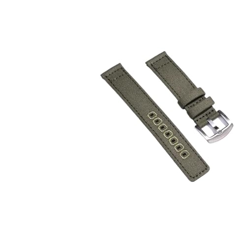 Bracelet montre nylon 22mm vert résistant à l'eau pour homme