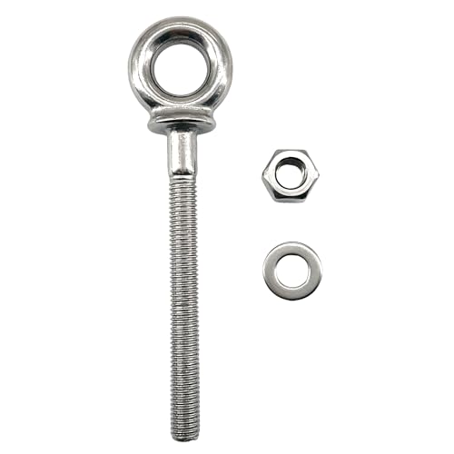 Image of M8x80 Lifting Eye Bolts 316 Stainless Steel Heavy Duty Long Shank Eyebolts with Washer and Nut Pack of 4