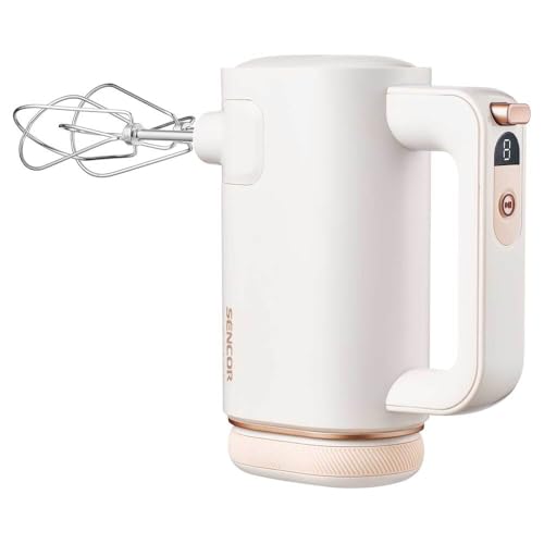 SENCOR SHM 9130WH Batidora de Mano Inalámbrica, 50W, 8 Velocidades, Pantalla Digital, Blanco