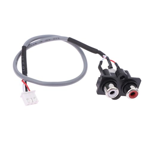BUBEFSKD Montaje en panel de doble canal, conectores hembra de entrada de sonido con cable de 11 81 pulgadas, cable de sonido antioxidante, montaje en panel, conectores dobles