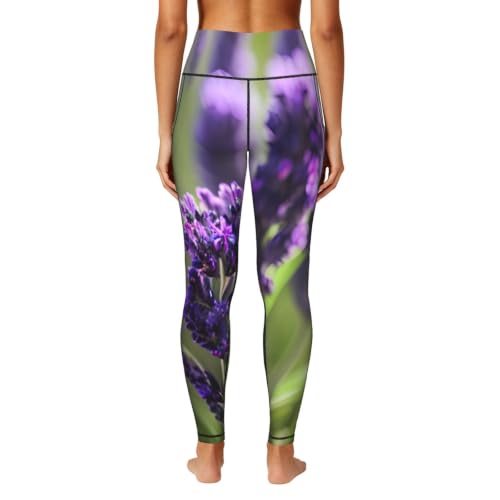 Mallas de yoga opacas lavanda que eliminan transparencias con bolsillos integrados 4