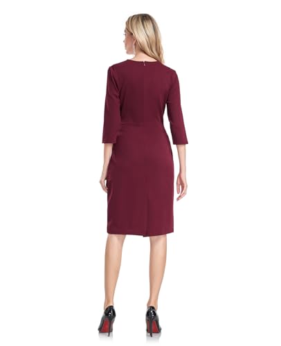 MINTLIMIT Womens Front Zipper Round Neck 3/4 Sleeve Sheath Pencil Cocktail Party Work Dresses3