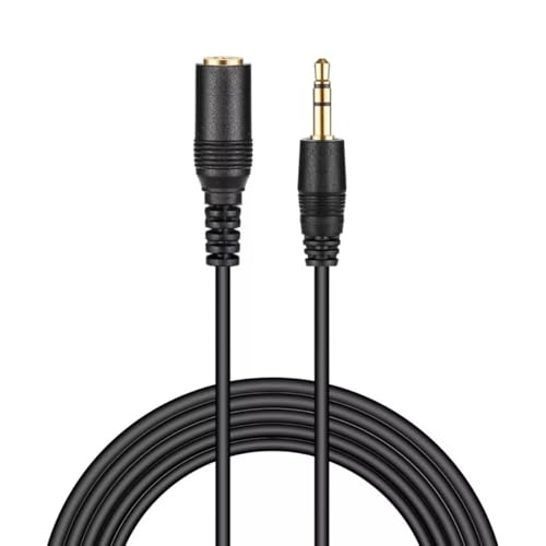 TECHZOCO Cable Audio alargador Extensor, Cable Audio estéreo Jack 3.5 mm Hembra a Jack 3.5 mm Macho, Cable alargador Audio estéreo, para Altavoces, Auriculares, Móvil, Tablet, MP3, Negro, 5 Metros