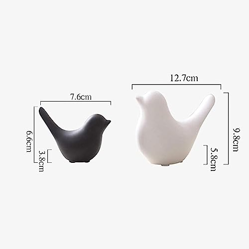 Image of Ceramic Birds Figurines Ceramic Blessing Birds Figurine Home Decorations Accessories Set of 2 (Beige and Black Matte)