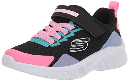 Skechers MICROSPEC Bright Retros, Zapatillas, Black Synthetic/Multi Trim, 36 EU