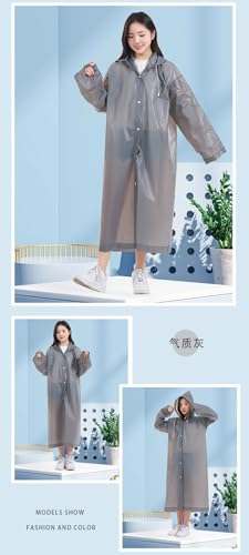 Image of Rain Ponchos for Adults, Reusable PEVA Rain Coats for Women Men Waterproof Lightweight Long Rain Jackets with Hood