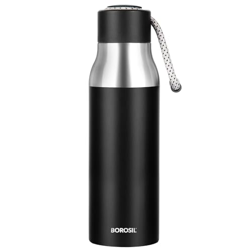 Borosil Hydra Aquasoul Black 600 ml Stainless Steel Water Bottle ...
