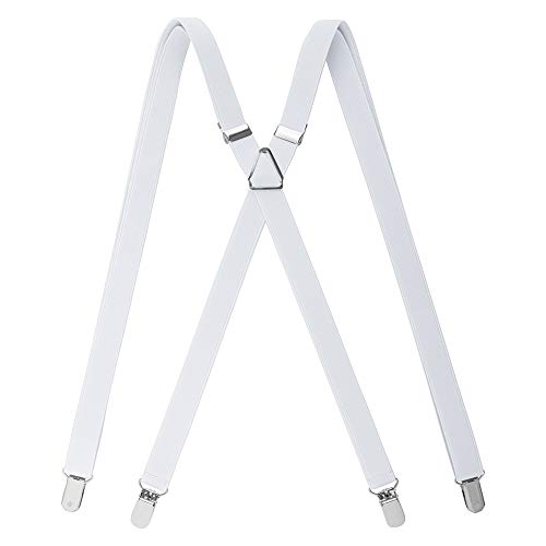 TopTie Tirantes para Pantalones Hombre y Mujer Elásticos Camiseta Tirante Retro Sólidos X Forma Ajustables Trabajo Fiesta Boda 110 x 2 cm
