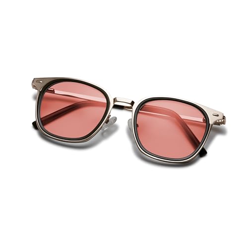 BRADDELL FL-41 Photochromic Transitional Fashion Rose Tinted Migraine Light Sensitivity Glasses for Fluorescent LED Glare, Photophobia and Eye Strain