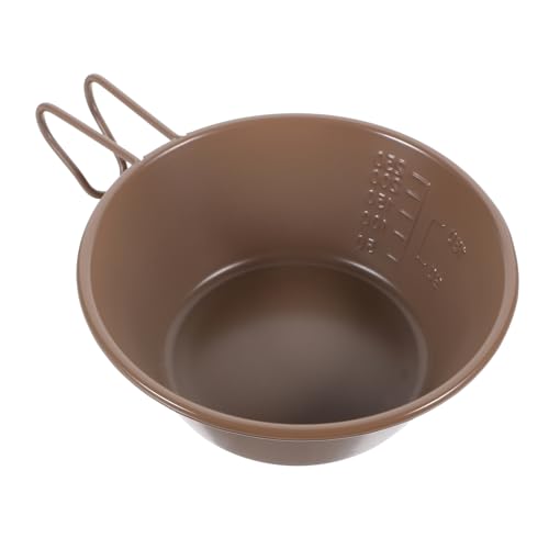 TOBBOMEY Stainless Steel Salad Bowl with Handle Camping Dinnerware Portable Soup Bowl for Outdoor Camping