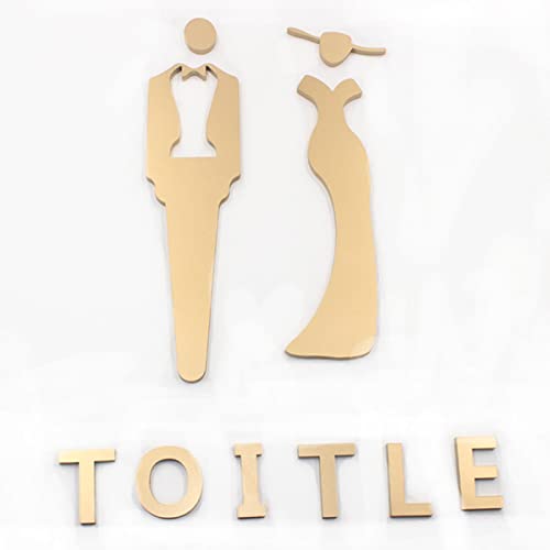 Letrero de baño para Hombres y Mujeres, Letrero/Cartel Unisex para Puerta de baño, Letrero para inodoros, decoración de letreros para baños (A 30 * 19 cm) (B 20 * 13 cm) (B 20 * 13 cm) (B 30