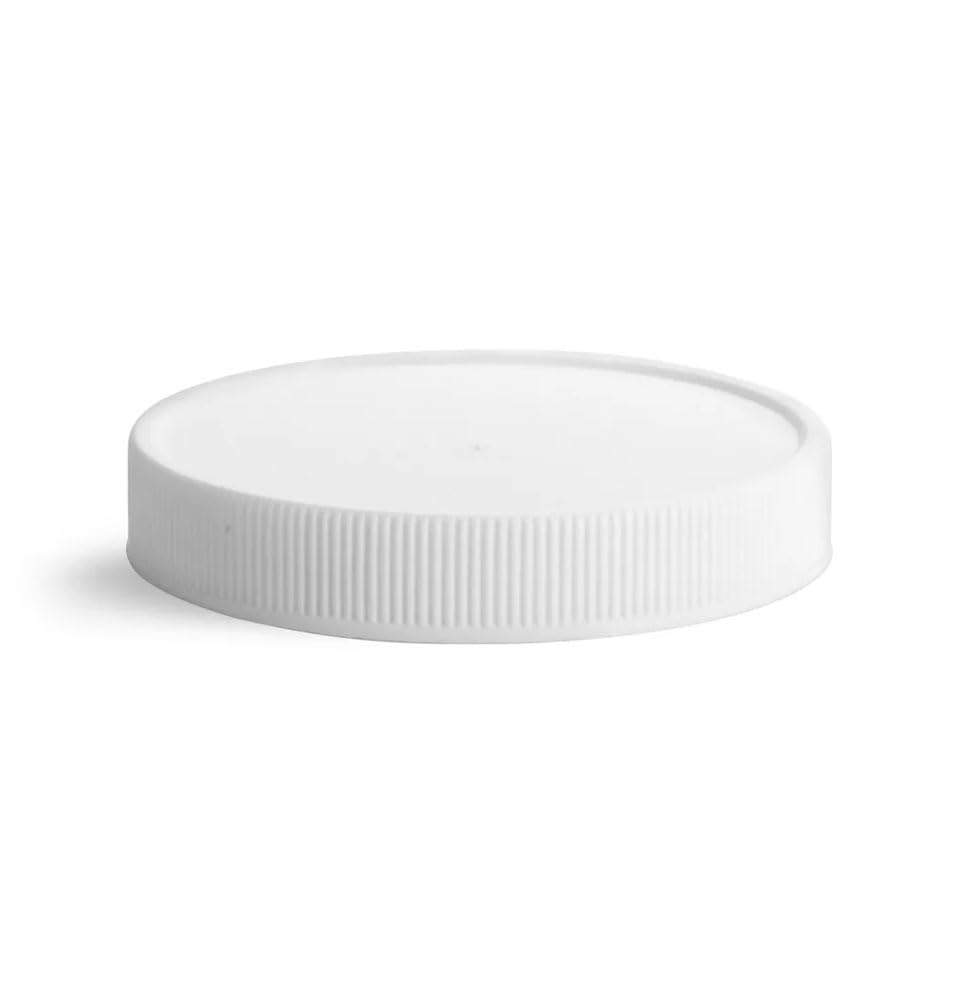 48/400 White Polypro Ribbed Caps w/Foam Induction Liners