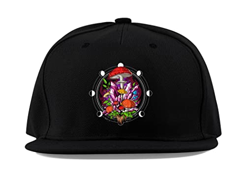 Casquette de baseball unisexe coton noir visière plate streetwear broderie champignon tendance