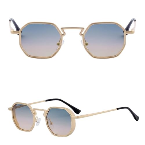 Vintage Punk Polygon Sunglasses for Men Women Luxury Trendy Metal Frame Uv400 Steampunk Driving