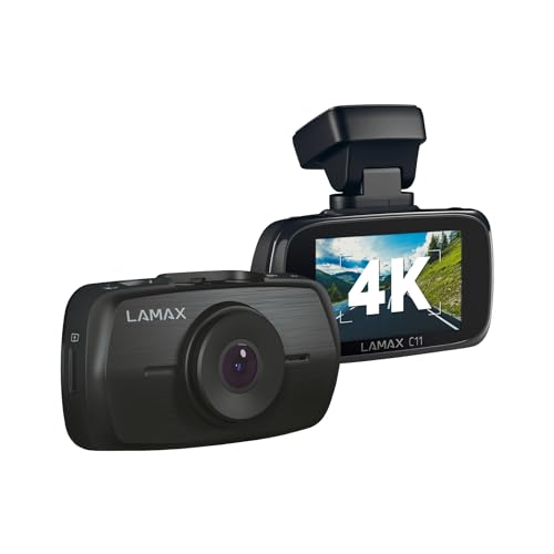 LAMAX C11 GPS telecamera auto 4K, dashcam, sensore G, 5 GHz, scheda di memoria fino a 256 GB, registrazione loop, modalità parcheggio, GPS, microfono, time-lapse, supercondensatore, supporto magnetico