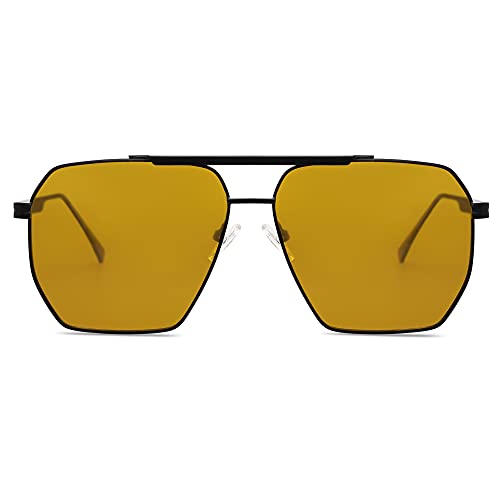 Image of SOJOS Retro Oversized Square Polarized Sunglasses for Women Men Vintage Shades Classic Large Metal Sun Glasses