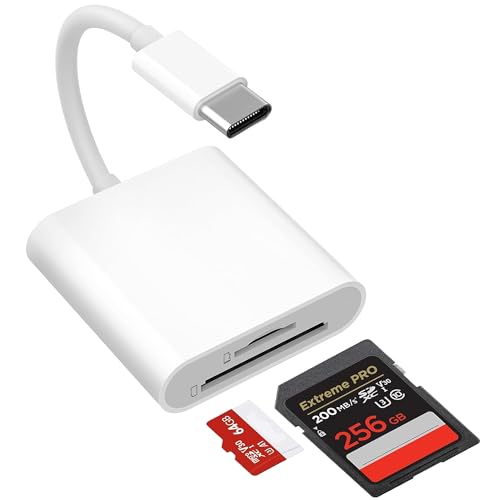 Lector Tarjetas SD USB C para iPhone 15 16 17,iPad Pro/mini/Air, MacBook Air/Pro,Samsung, Huawei, Xiaom,Pixel, 2-in1 Adaptador de Tarjetas SD/Micro SD Ranura Leitor Cartao SD Card Reader Plug and Play