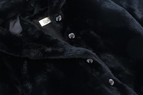 Lilax Girls Cozy Hooded Winter Faux Fur Jacket Black 9 Black thumb #5
