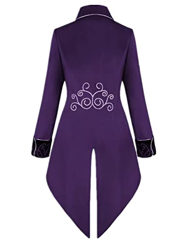 Crubelon Men's Steampunk Vintage Tailcoat Jacket Gothic Victorian Frock Coat Uniform Halloween Costume