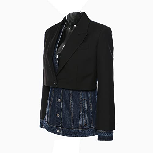 Women Blazer Jacket Turn Down Collar Business Suit Denim Stitching Blazer Formal Office Tops Wear to Work Outwear Suit Jacket3