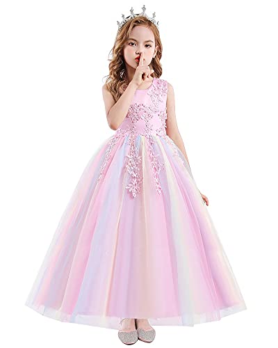 MYRISAM Flower Girls Embroidered Lace Wedding Party Sequins Dress Communion Formal Birthday Princess Pageant Long Tulle Gown2