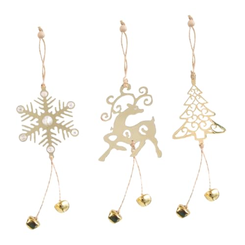 KONTONTY 3pcs Xmas Tree Hanging Ornaments Metal Snowflake Reindeer Decor for Christmas Tree Lightweight Xmas Decorations for Holiday Parties Home Decor