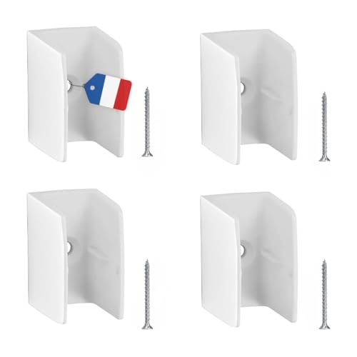Lot de 4 clips bloqueurs de manivelle pour volet roulant – Support mural blanc à visser – Compatible Ø 15 à 18 mm – Fixation murale universelle -...
