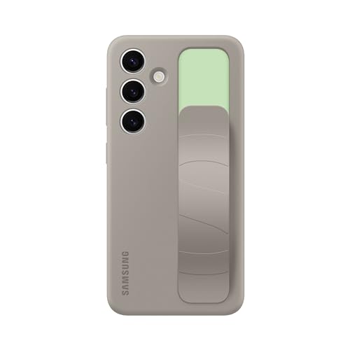 Image of Samsung Galaxy S24 Standing Grip Phone Case, Protective Silicone Case Cover with Hand Strap, Kickstand, Durable Design, Soft Touch, US Version, EF-GS921CUEGUS, Taupe