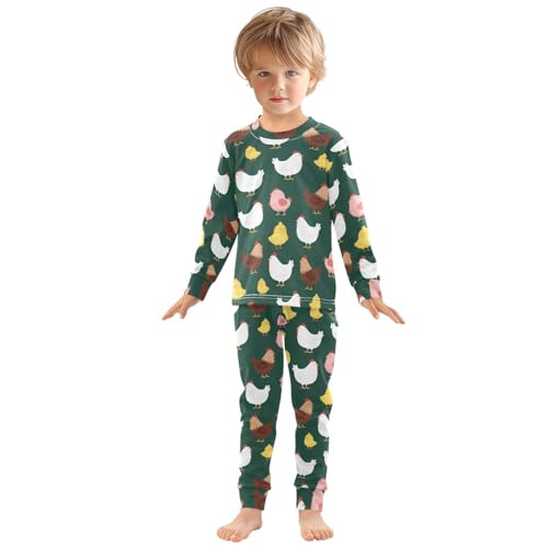 Pajama Sets Long Sleeve Chicken Pattern Print Design Soft Comfy Sleepwear 2 Piece PJS 3-8T2