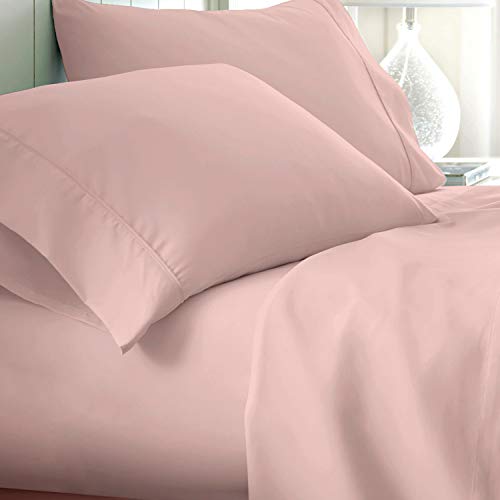 800 Thread Count Sheets Queen Sheet Set (4Pc), Long Staple Cotton Sateen Sheets, High Thread Count Sheets vs Egyptian Cotton Sheets Queen Size, 15" Elasticized Deep Pocket - Blush Hotel Sheets