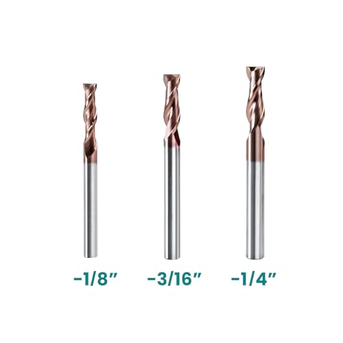 Image of NZ 2 Flute 1 /8 inch Square End Mill Set with TiSiN Coating, 5pcs | Milling Cutter HRC55 for Machining Hardened Steel, Titanium Alloy, Alloy Steel, Cast Iron