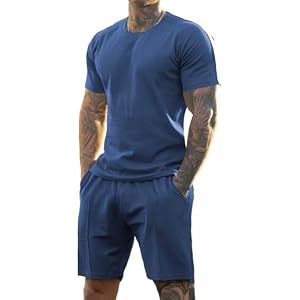 GINGTTO Mens Short Sets 2 Piece Outfits Fashion Summer Tracksuits Casual Set