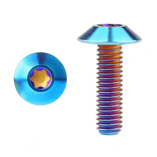 チタン合金ボルト M5x12/15/20/25mm トルクス T25 ヘッドネジ バイク・自転車用 2個(Burnt blue,25mm)