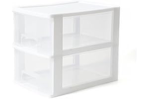 White 2 Drawer Organizer, Sterilite 2 Drawer Plastic Storage Organizer, for Home, Office