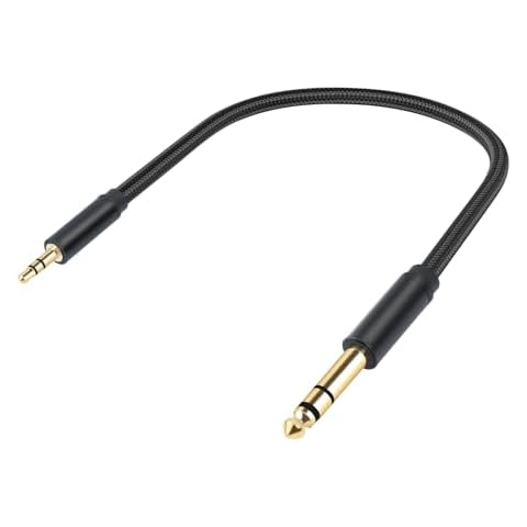 Yumiwoow 1/8 to 1/4 Stereo Cable 3.5mm TRS to 6.35mm Audio Cable Guitar to Aux Male Cord with Zinc Alloy Housing and Nylon Braid for Guitar, Laptop, Home Theater Devices, Speaker and Amplifiers 3.3FT Cover