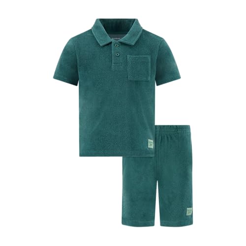 Reebok Boys 2 Piece Double Knit Polo Short Set, Green, 2T - image 1