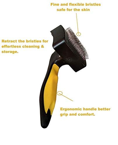 Image of 4PAWS Self-Cleaning Slicker Brush for Dogs & Puppies - Small Size Grooming Tool with Auto-Clean Button - Removes Loose Hair, Tangles & Undercoat - Ideal for All Breeds