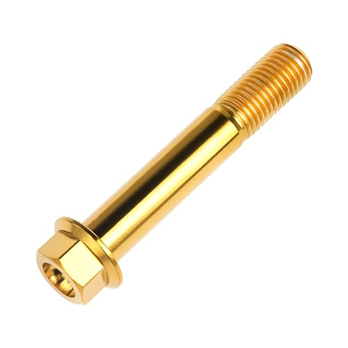 Image of Titanium Bolt M12 30 35 40 45 50 55 60 65 70 75 80 85 90mm Hex Small Flange Head for Motorcycle Car Modification Pack of 4 (M12x75mm Pitch 1.25, Gold)