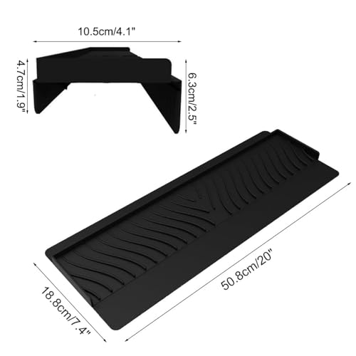 Image of Silicone Sink Splash Guard for Kitchen Basin (20in X 7.4in), Cuttable Silicone Sink Edge Protector & Countertop Cover, Prevents Splashes, for Kitchen Counter (Black)