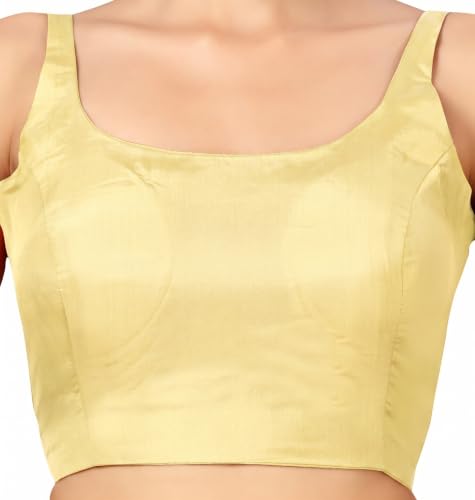 Image of Studio Shringaar Women's Polyester Sleeveless Satin Padded Saree Blouse