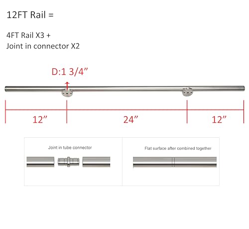 Diyhd SS-LADDER12FT 12Ft Sliding Library Ladder Hardware,Bookcase Rolling Ladder Kit,Bottom Wheel thumb #3