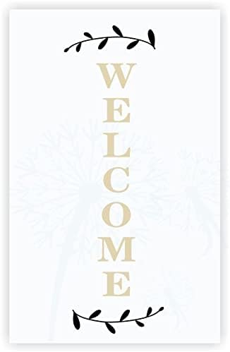 Calcomanías verticales de bienvenida de vinilo con letras de laurel, decoración de pared, 10 x 30 pulgadas, color negrobeige