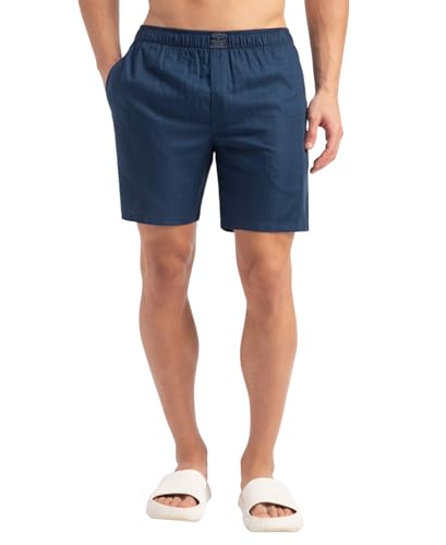 Image of Jockey HG18 Men's Tencel Lyocell Cotton Checkered Boxer Shorts with Side Pockets Poseidon XL