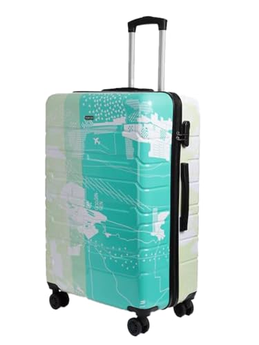 Image of TEAKWOOD LEATHERS Twin Printed Hardside Trolley 360 Degree 8 Roating Wheels, Trolley Bag for Travel (Green, Set)